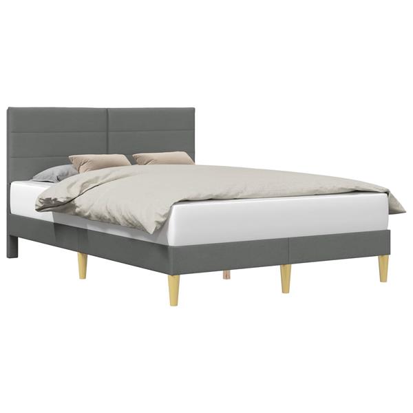 Grote foto vidaxl bedframe met hoofdeinde donkergrijs 140 x 200 cm stof antiek en kunst stoelen en banken