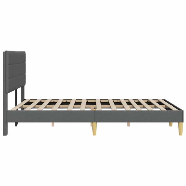 Grote foto vidaxl bedframe met hoofdeinde donkergrijs 140 x 200 cm stof antiek en kunst stoelen en banken