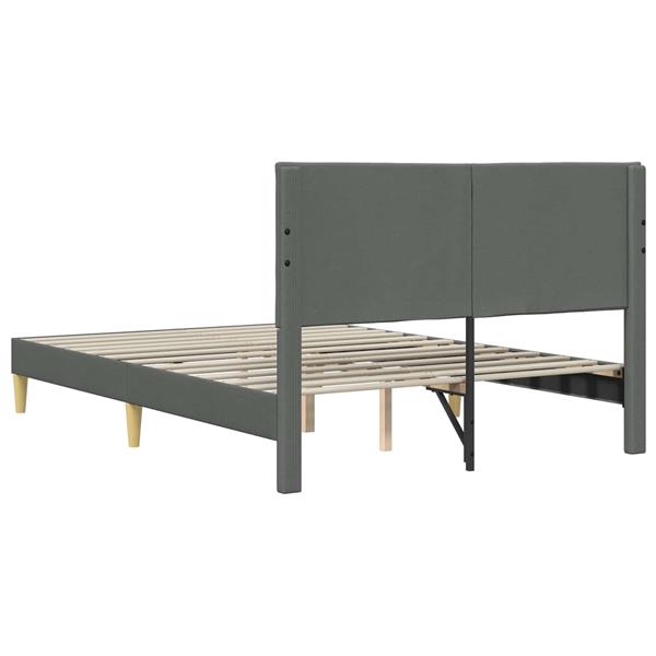Grote foto vidaxl bedframe met hoofdeinde donkergrijs 140 x 200 cm stof antiek en kunst stoelen en banken