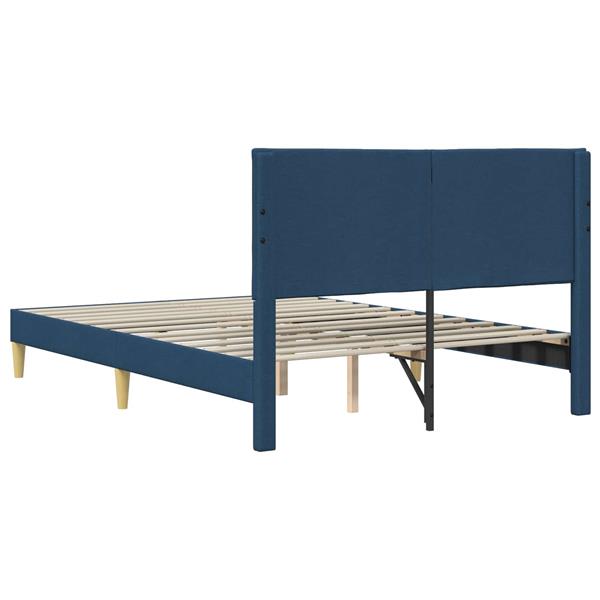 Grote foto vidaxl bedframe met hoofdeinde blauw 140 x 190 cm stof antiek en kunst stoelen en banken