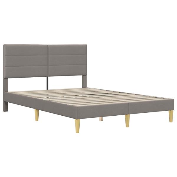 Grote foto vidaxl bedframe met hoofdeinde taupe 140 x 190 cm stof antiek en kunst stoelen en banken