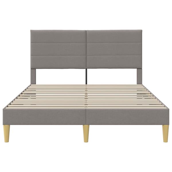 Grote foto vidaxl bedframe met hoofdeinde taupe 140 x 190 cm stof antiek en kunst stoelen en banken