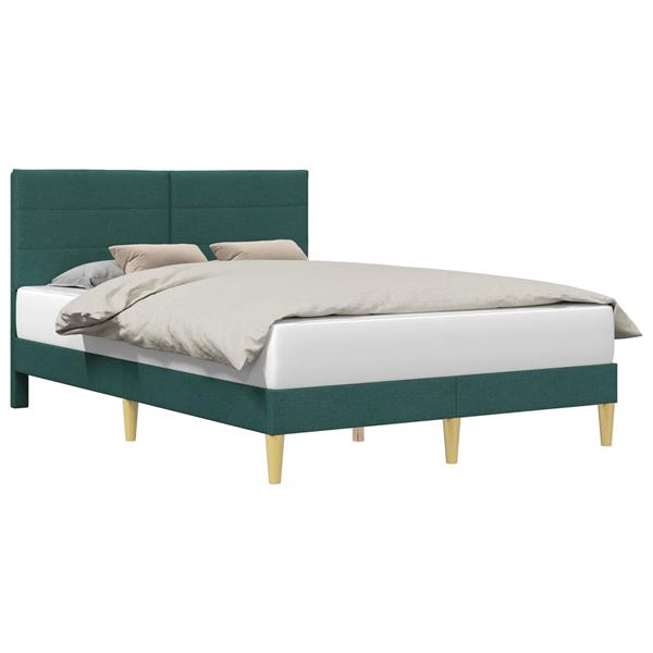 Grote foto vidaxl bedframe met hoofdeinde donkergroen 140 x 190 cm stof antiek en kunst stoelen en banken