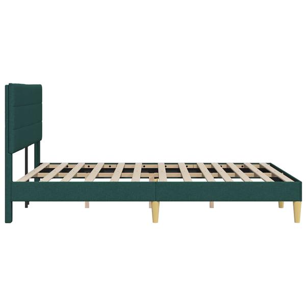 Grote foto vidaxl bedframe met hoofdeinde donkergroen 140 x 190 cm stof antiek en kunst stoelen en banken