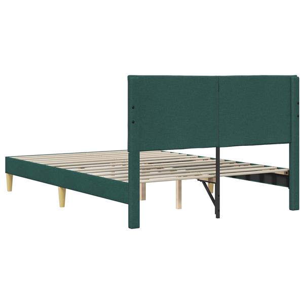 Grote foto vidaxl bedframe met hoofdeinde donkergroen 140 x 190 cm stof antiek en kunst stoelen en banken