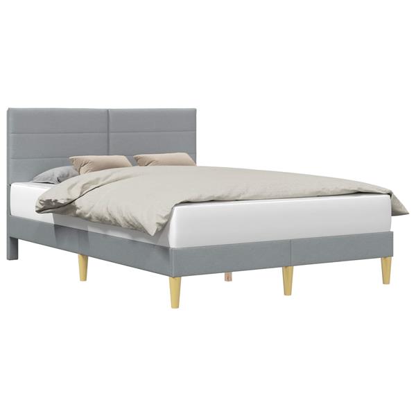 Grote foto vidaxl bedframe met hoofdeinde lichtgrijs 140 x 190 cm stof antiek en kunst stoelen en banken