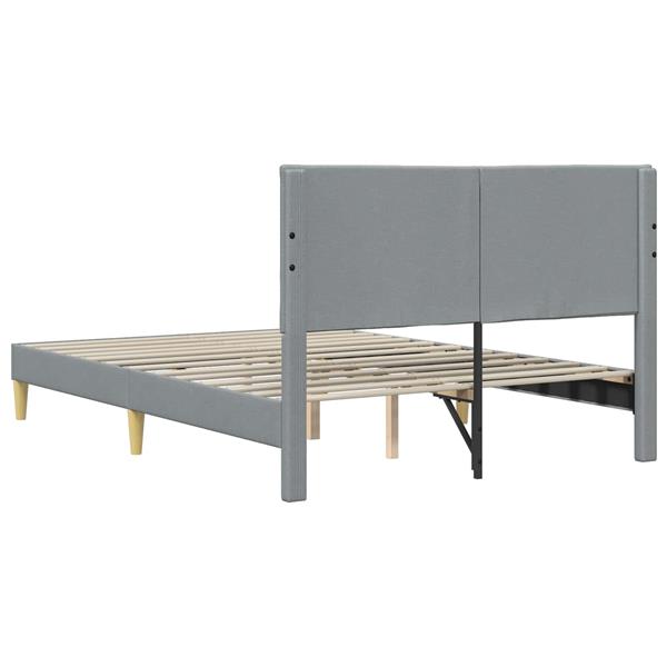 Grote foto vidaxl bedframe met hoofdeinde lichtgrijs 140 x 190 cm stof antiek en kunst stoelen en banken