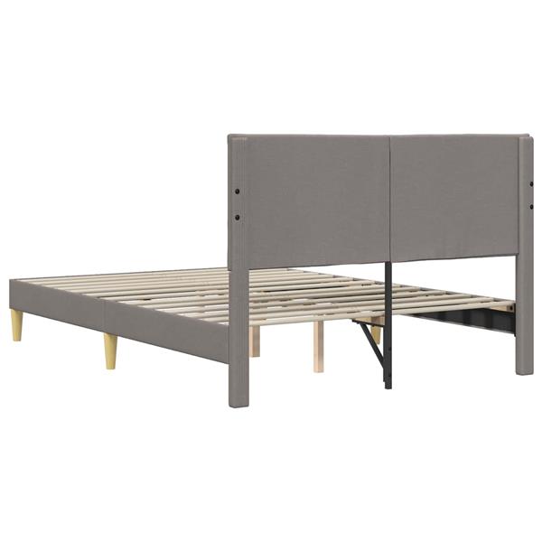 Grote foto vidaxl bedframe met hoofdeinde taupe 120 x 200 cm stof antiek en kunst stoelen en banken