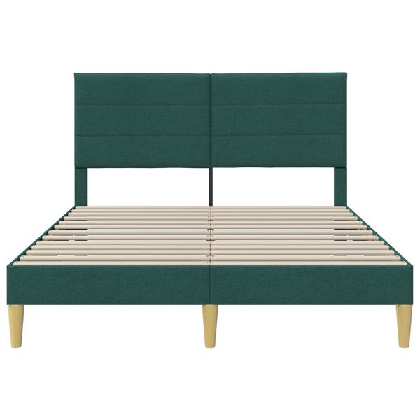 Grote foto vidaxl bedframe met hoofdeinde donkergroen 120 x 200 cm stof antiek en kunst stoelen en banken
