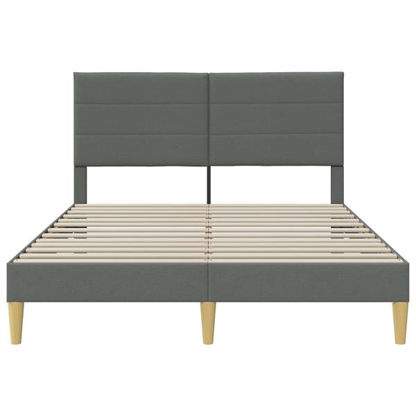 Grote foto vidaxl bedframe met hoofdeinde donkergrijs 120 x 190 cm stof antiek en kunst stoelen en banken