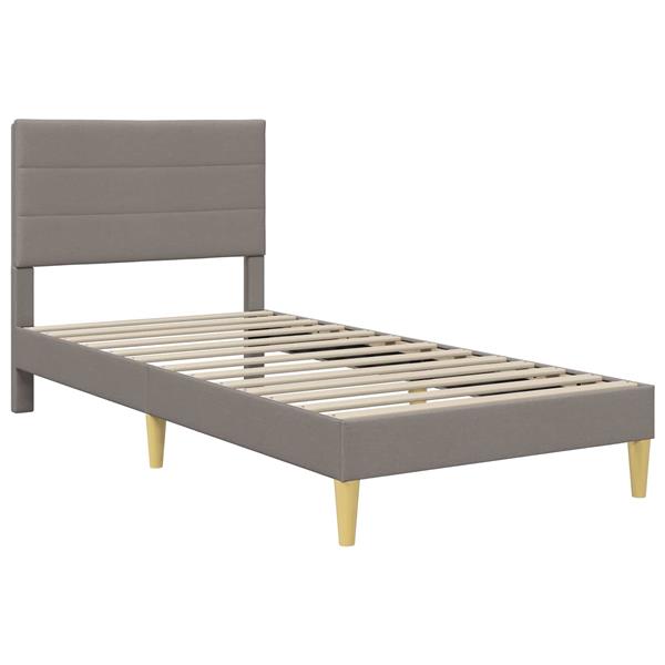 Grote foto vidaxl bedframe met hoofdeinde taupe 100 x 200 cm stof antiek en kunst stoelen en banken