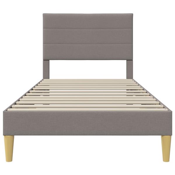 Grote foto vidaxl bedframe met hoofdeinde taupe 100 x 200 cm stof antiek en kunst stoelen en banken