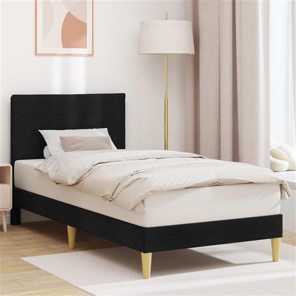 Grote foto vidaxl bedframe met hoofdeinde zwart 100 x 200 cm stof antiek en kunst stoelen en banken