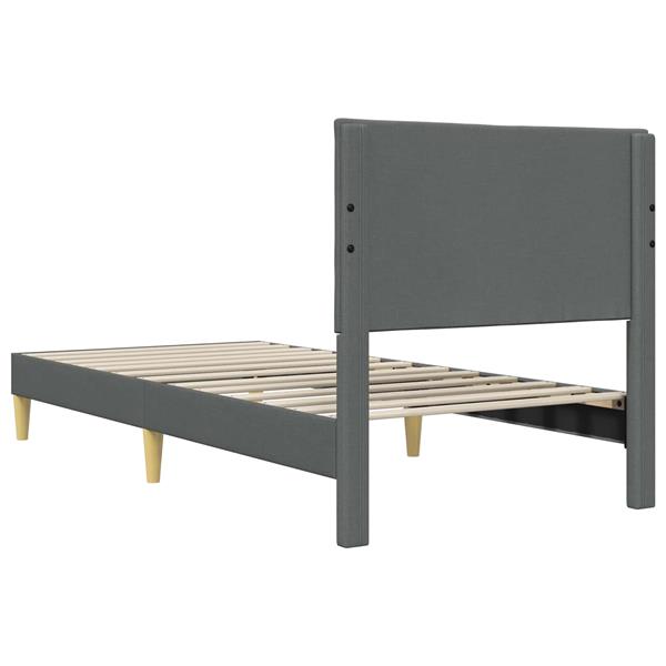 Grote foto vidaxl bedframe met hoofdeinde donkergrijs 90 x 200 cm stof antiek en kunst stoelen en banken