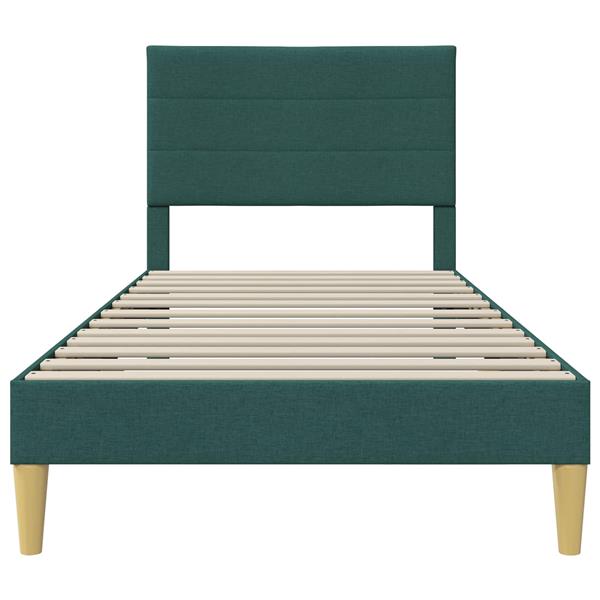 Grote foto vidaxl bedframe met hoofdeinde donkergroen 90 x 190 cm stof antiek en kunst stoelen en banken