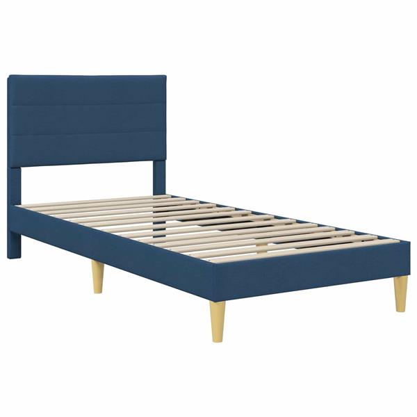 Grote foto vidaxl bedframe met hoofdeinde blauw 80 x 200 cm stof antiek en kunst stoelen en banken
