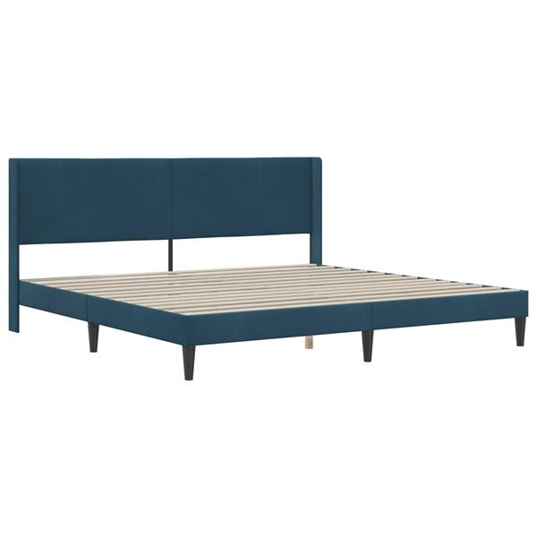 Grote foto vidaxl bedframe met hoofdeinde blauw 200 x 200 cm fluweel antiek en kunst stoelen en banken