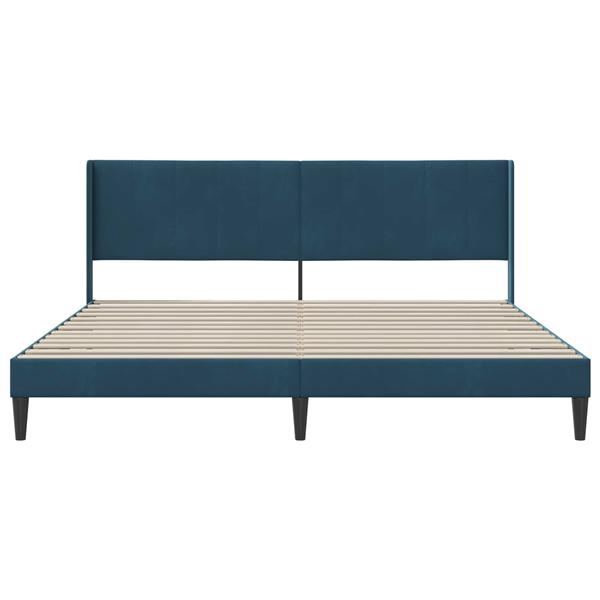 Grote foto vidaxl bedframe met hoofdeinde blauw 200 x 200 cm fluweel antiek en kunst stoelen en banken