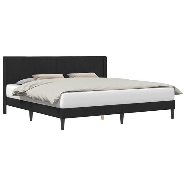 Grote foto vidaxl bedframe met hoofdeinde zwart 200 x 200 cm fluweel antiek en kunst stoelen en banken
