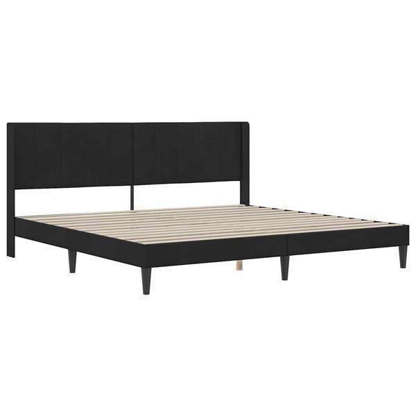 Grote foto vidaxl bedframe met hoofdeinde zwart 200 x 200 cm fluweel antiek en kunst stoelen en banken