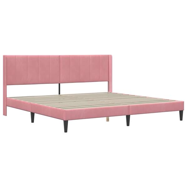 Grote foto vidaxl bedframe met hoofdeinde roze 200 x 200 cm fluweel antiek en kunst stoelen en banken