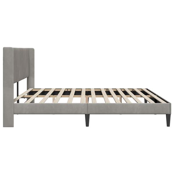 Grote foto vidaxl bedframe met hoofdeinde lichtgrijs 200 x 200 cm fluweel antiek en kunst stoelen en banken