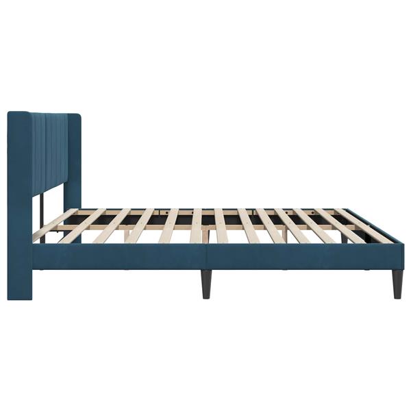 Grote foto vidaxl bedframe met hoofdeinde blauw 180 x 200 cm fluweel antiek en kunst stoelen en banken