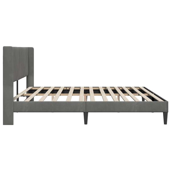 Grote foto vidaxl bedframe met hoofdeinde donkergrijs 180 x 200 cm fluweel antiek en kunst stoelen en banken