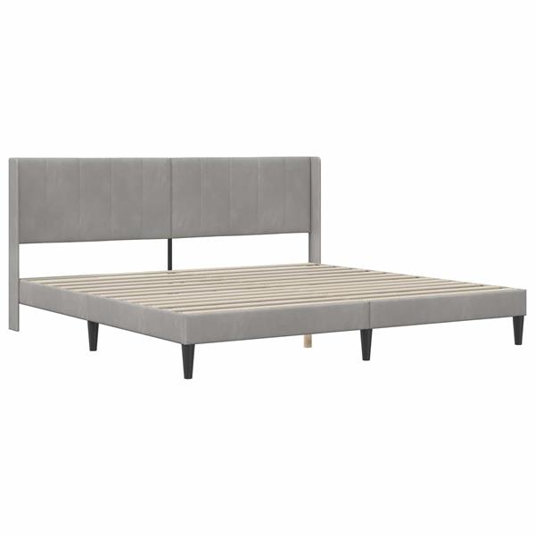 Grote foto vidaxl bedframe met hoofdeinde lichtgrijs 180 x 200 cm fluweel antiek en kunst stoelen en banken