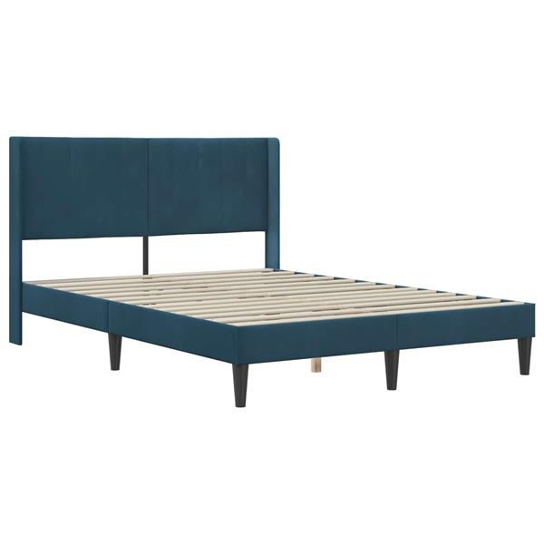 Grote foto vidaxl bedframe met hoofdeinde blauw 160 x 200 cm fluweel antiek en kunst stoelen en banken