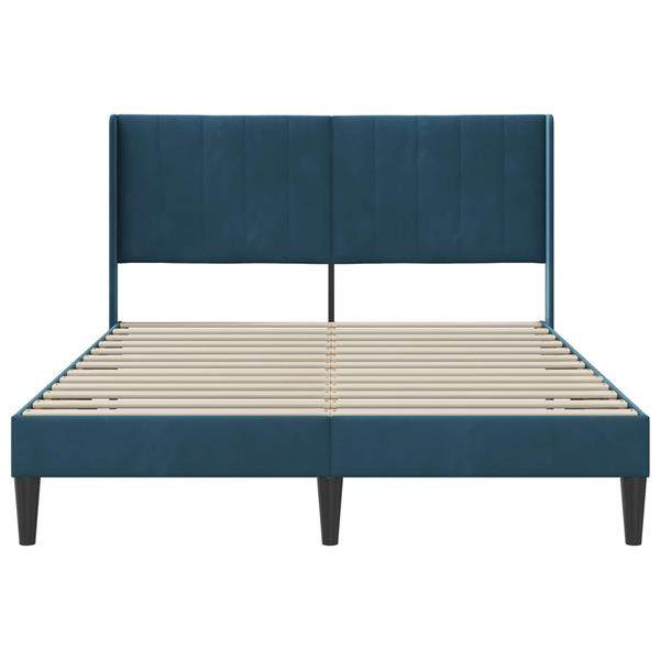 Grote foto vidaxl bedframe met hoofdeinde blauw 140 x 200 cm fluweel antiek en kunst stoelen en banken