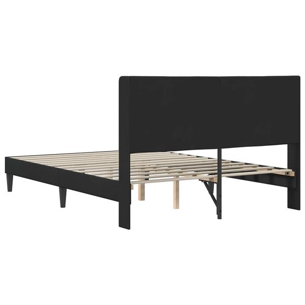 Grote foto vidaxl bedframe met hoofdeinde zwart 140 x 200 cm fluweel antiek en kunst stoelen en banken