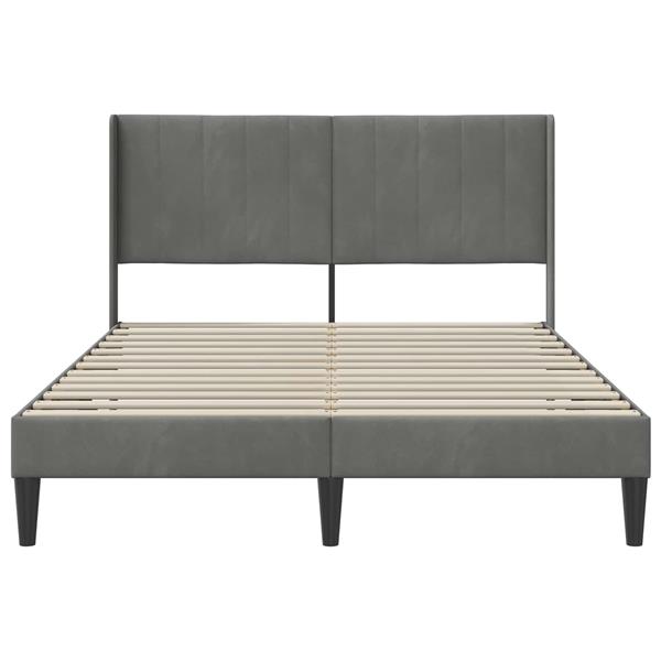 Grote foto vidaxl bedframe met hoofdeinde donkergrijs 140 x 200 cm fluweel antiek en kunst stoelen en banken