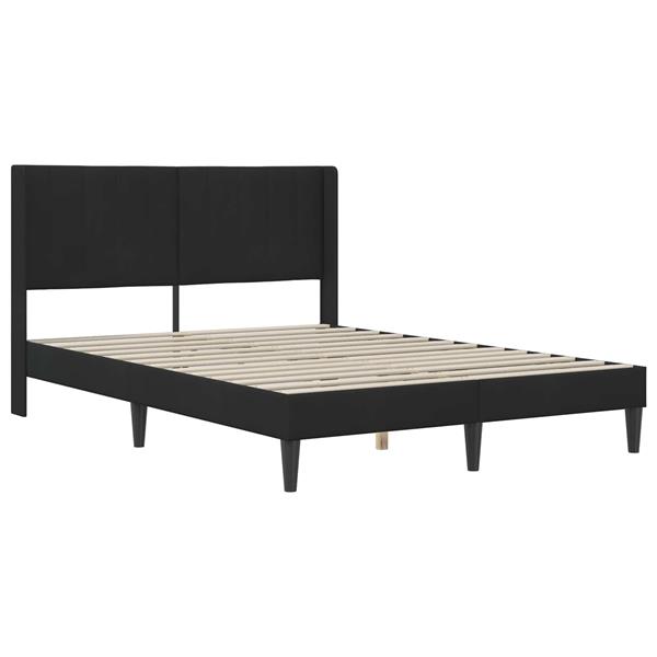 Grote foto vidaxl bedframe met hoofdeinde zwart 140 x 190 cm fluweel antiek en kunst stoelen en banken
