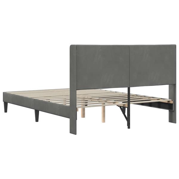 Grote foto vidaxl bedframe met hoofdeinde donkergrijs 120 x 190 cm fluweel antiek en kunst stoelen en banken