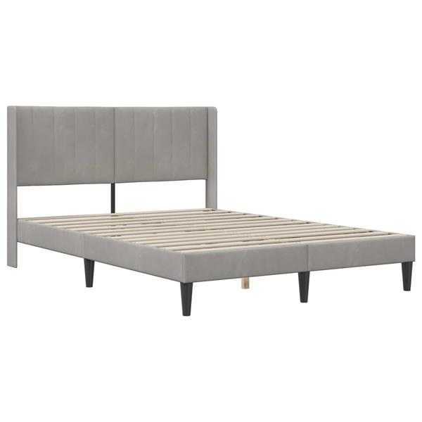 Grote foto vidaxl bedframe met hoofdeinde lichtgrijs 120 x 190 cm fluweel antiek en kunst stoelen en banken