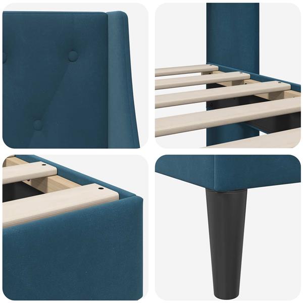 Grote foto vidaxl bedframe met hoofdeinde blauw 200 x 200 cm fluweel antiek en kunst stoelen en banken