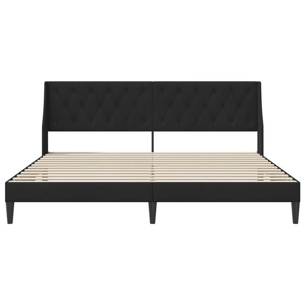 Grote foto vidaxl bedframe met hoofdeinde zwart 200 x 200 cm fluweel antiek en kunst stoelen en banken