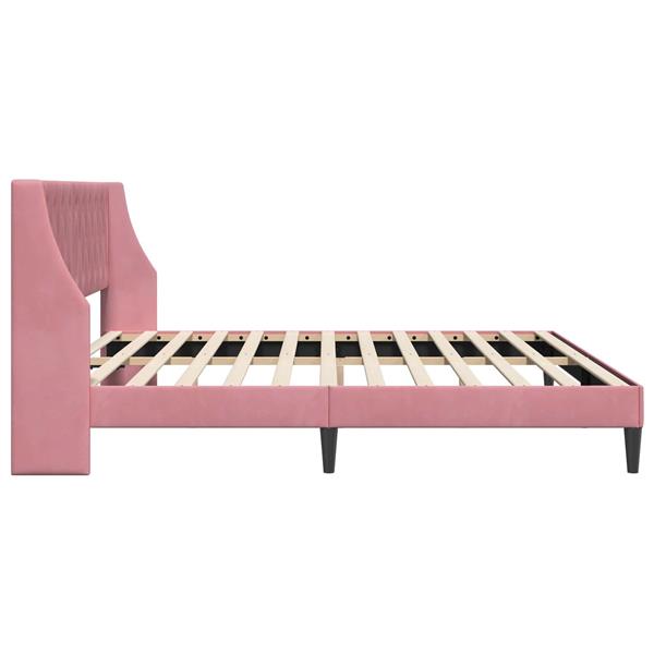Grote foto vidaxl bedframe met hoofdeinde roze 180 x 200 cm fluweel antiek en kunst stoelen en banken