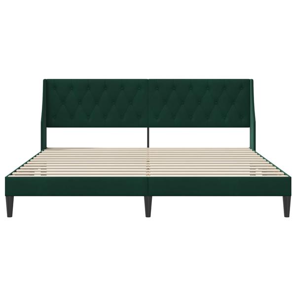 Grote foto vidaxl bedframe met hoofdeinde donkergroen 180 x 200 cm fluweel antiek en kunst stoelen en banken