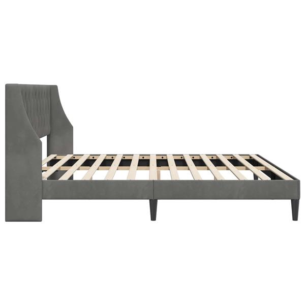 Grote foto vidaxl bedframe met hoofdeinde donkergrijs 180 x 200 cm fluweel antiek en kunst stoelen en banken