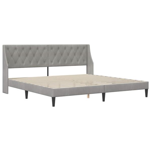 Grote foto vidaxl bedframe met hoofdeinde lichtgrijs 180 x 200 cm fluweel antiek en kunst stoelen en banken