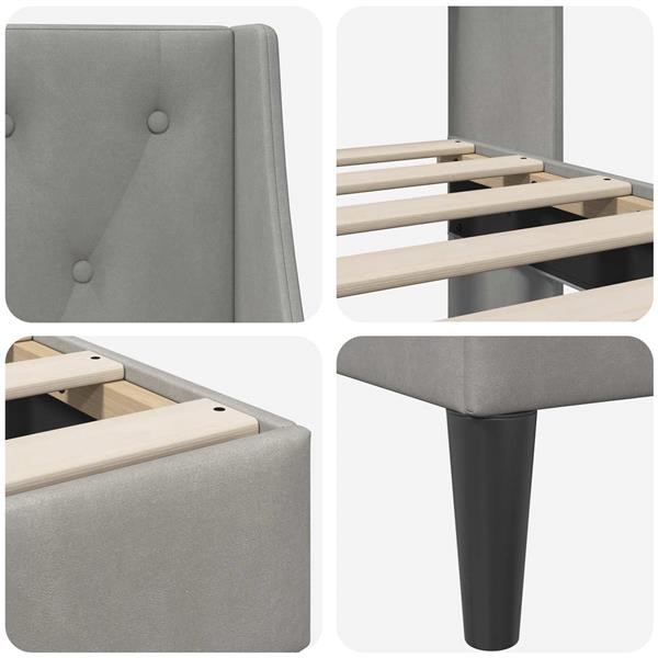 Grote foto vidaxl bedframe met hoofdeinde lichtgrijs 180 x 200 cm fluweel antiek en kunst stoelen en banken