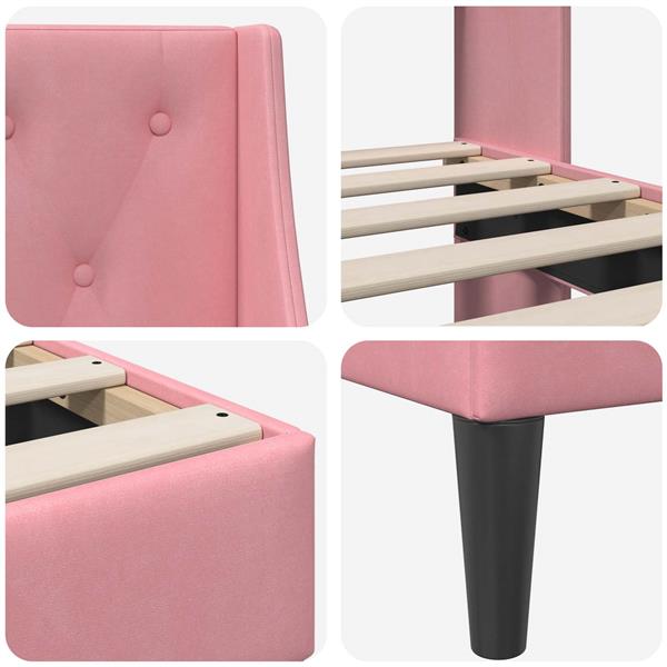 Grote foto vidaxl bedframe met hoofdeinde roze 120 x 200 cm fluweel antiek en kunst stoelen en banken