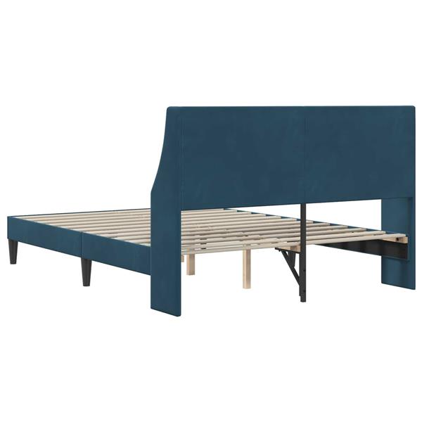 Grote foto vidaxl bedframe met hoofdeinde blauw 120 x 190 cm fluweel antiek en kunst stoelen en banken