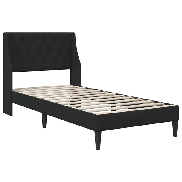 Grote foto vidaxl bedframe met hoofdeinde zwart 100 x 200 cm fluweel antiek en kunst stoelen en banken