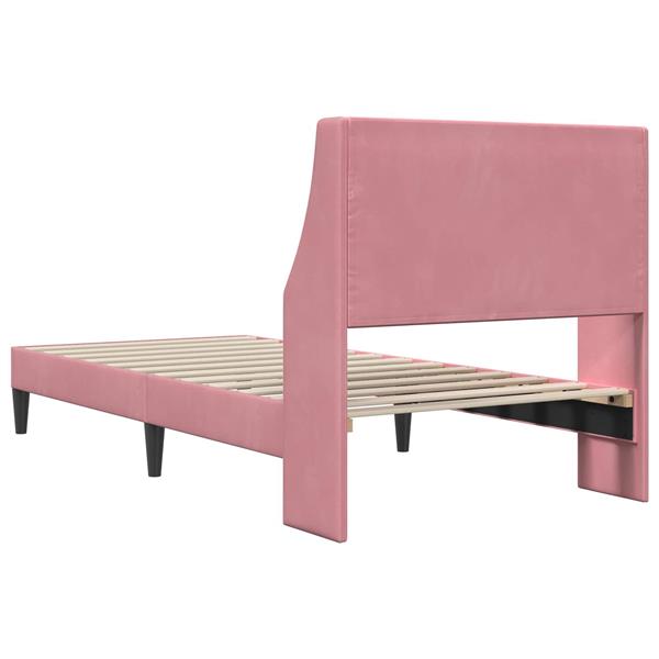 Grote foto vidaxl bedframe met hoofdeinde roze 90 x 200 cm fluweel antiek en kunst stoelen en banken