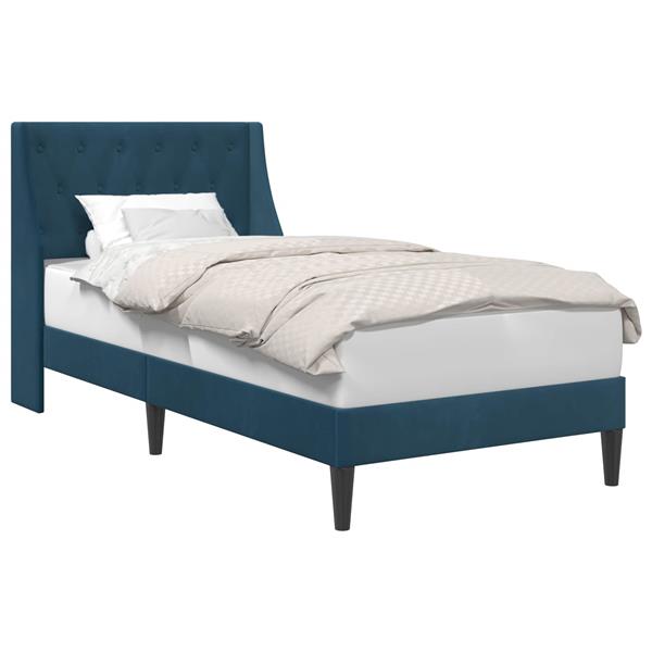Grote foto vidaxl bedframe met hoofdeinde blauw 90 x 190 cm fluweel antiek en kunst stoelen en banken