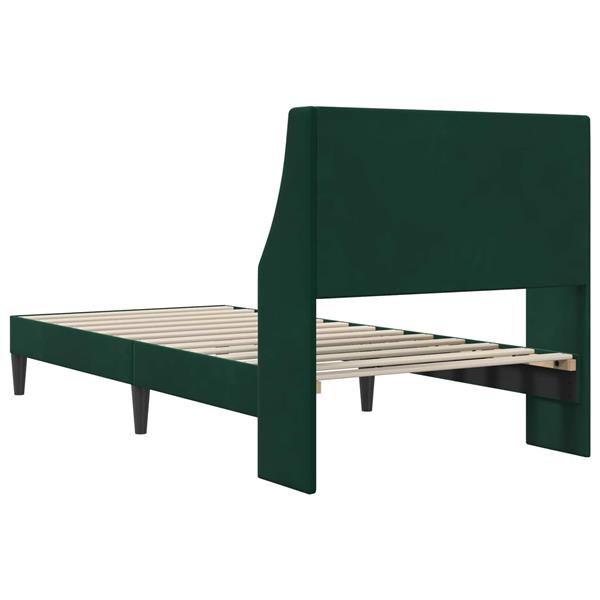 Grote foto vidaxl bedframe met hoofdeinde donkergroen 90 x 190 cm fluweel antiek en kunst stoelen en banken