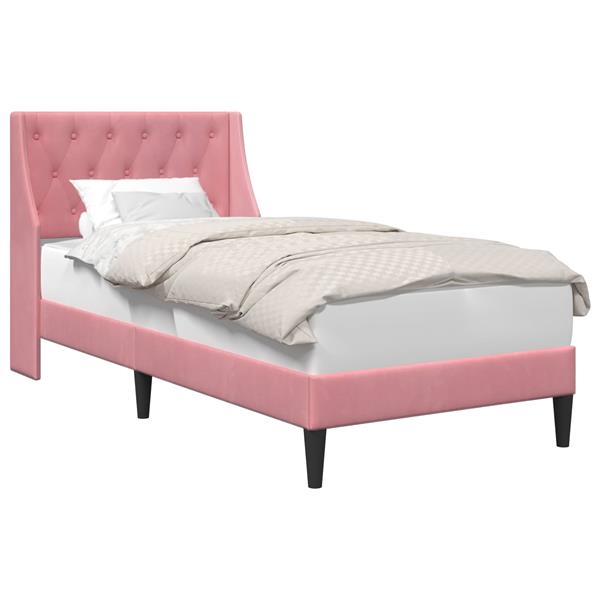 Grote foto vidaxl bedframe met hoofdeinde roze 80 x 200 cm fluweel antiek en kunst stoelen en banken